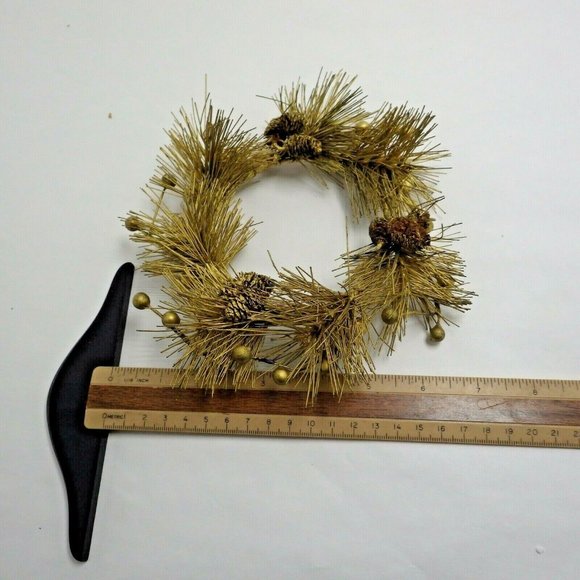 Candle Ring Gold Pine cone Needles Vintage - Picture 3 of 3